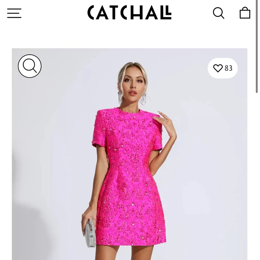Astrid Pink Jacquard Floral Mini Dress
